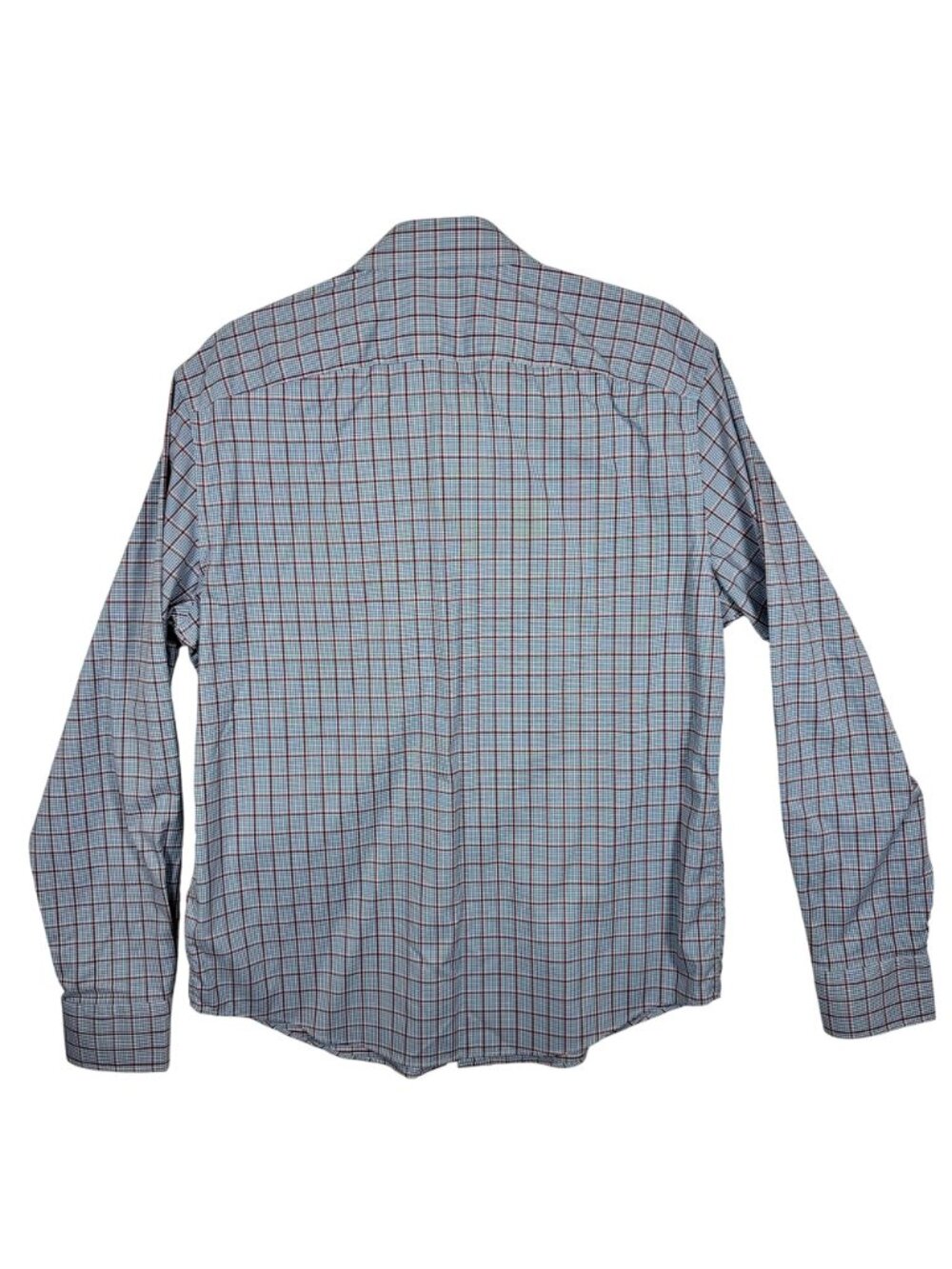Untuckit Mens Medium Blue & Red Plaid Long Sleeve Button-Down Shirt - Picture 2 of 8